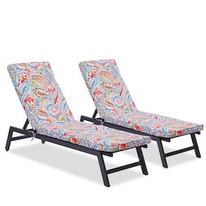 2-Piece Set 74.41 in. x 22.05 in. x 2.76 in. Replacement Outdoor Chaise Lounge Cushion in Flower