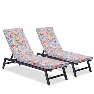 Aluminum Outdoor Chaise Lounge Chair with Gray and Flower Cushions