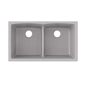 Quartz Classic  33in. Undermount 2 Bowl  Greystone Granite/Quartz Composite Sink Only and No Accessories