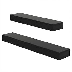 Beaded 2-Piece 23 in. W x 5 in. D Black MDF Decorative Wall Shelf, 2-Piece Decorative Floating Wall Shelf