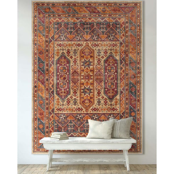 Multi Color 5 ft. 3 in. x 7 ft. 3 in. Apollo Praha Vintage Global Tribal Area Rug