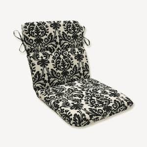 Damask Outdoor/Indoor 21 in. W x 3 in. H Deep Seat, 1-Piece Chair Cushion with Round Corners in Black/Ivory Essence