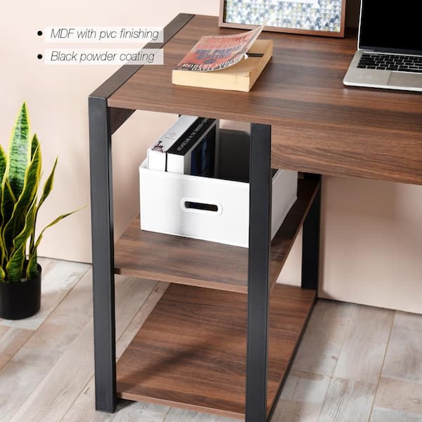 VERYKE 78.7 in. Rectangle Tiger MDF Home Office 2-Person Desk