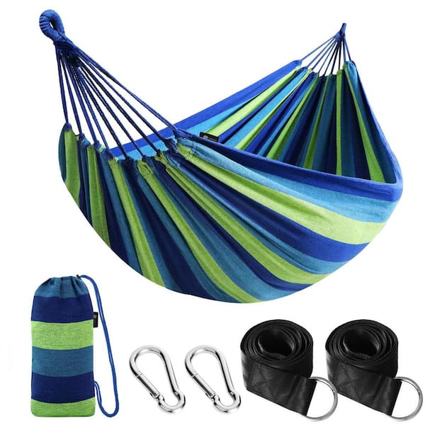9 ft. Portable Camping Hammock, Sturdy Garden Comfortable Fabric Hammock with Tree Straps Up to 660lbs, with Travel Bag