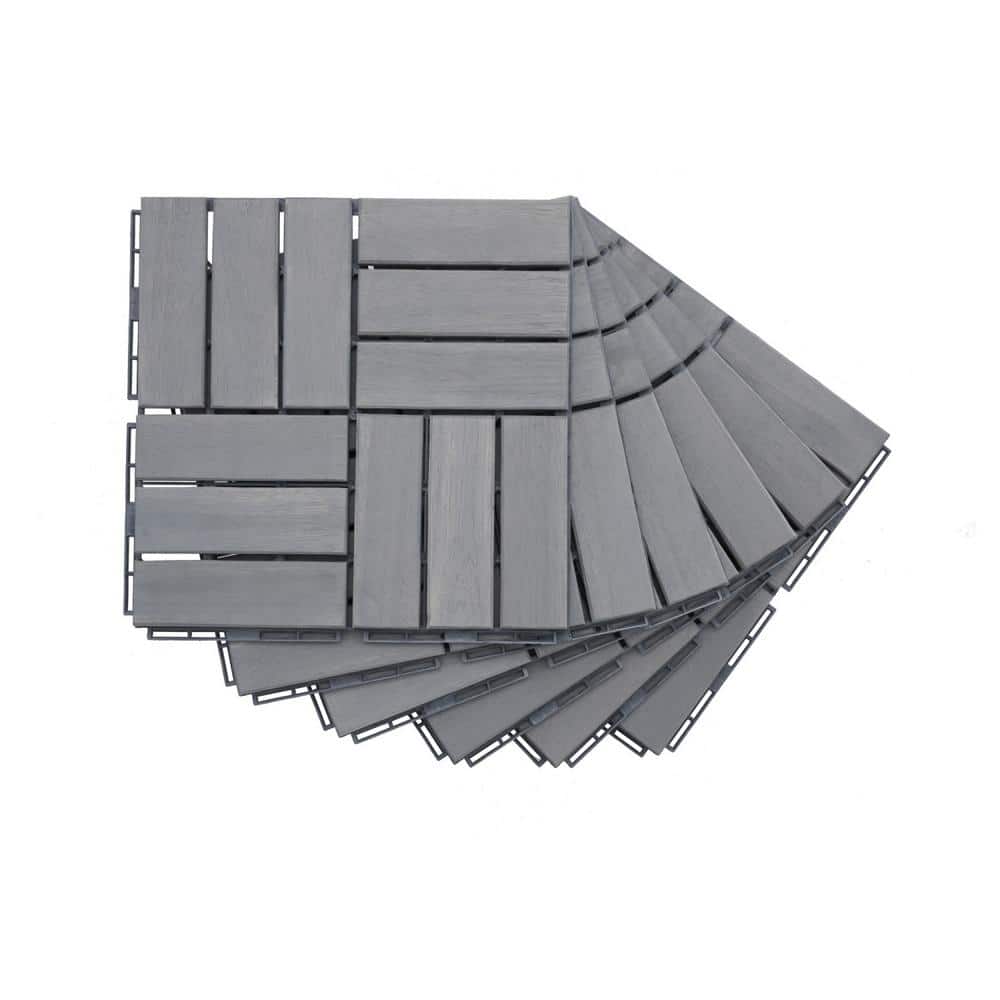 Outdoor 1 ft. x 1 ft. Solid Wood Deck Tile in Gray (10 Per Box) price history on PriceWatchPro
