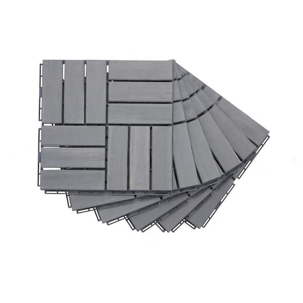 Tidoin Outdoor 1 ft. x 1 ft. Solid Wood Deck Tile in Gray (10 Per Box)
