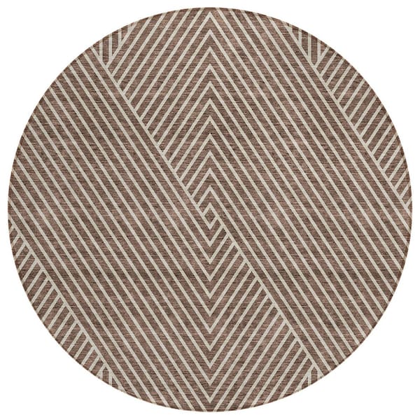 Chantille Machine Washable Indoor/Outdoor Abstract ACN937 Brown 8 ft. x 8 ft. Area Rug