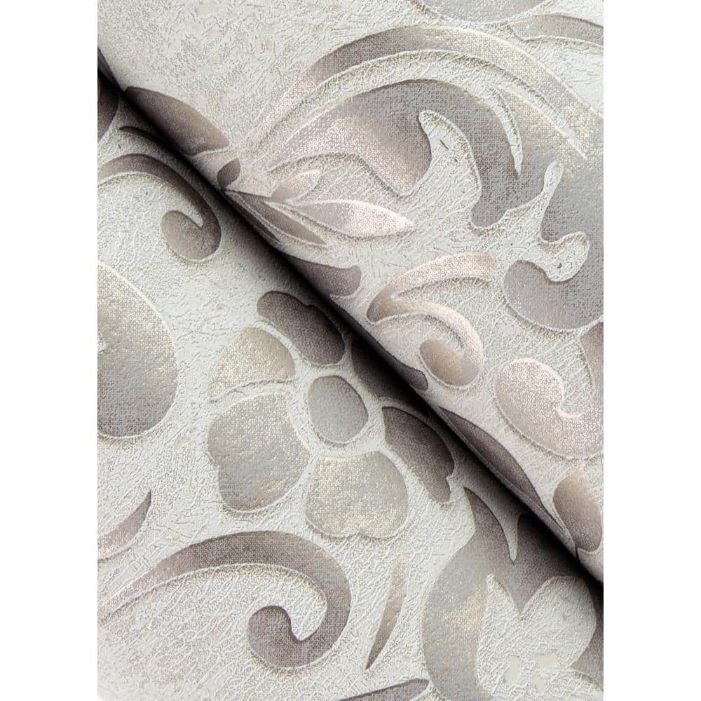 Anders Grey Damask Non-Woven Washable Wallpaper