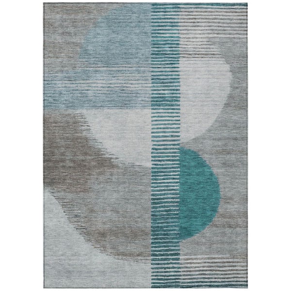 Chantille Machine Washable Indoor/Outdoor Abstract ACN2001 Teal 10 ft. x 14 ft. Area Rug