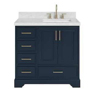 Comfystyle Solid-Wood 36 in. W x 22 in. H x 38 in. D Bath Vanity in Gray  with White Stone Top, Cabinet and Single Sink HO11SBV3600FSGXMSX - The Home  Depot