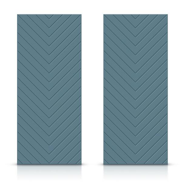 CALHOME 60 in. x 80 in. Hollow Core Dignity Blue Stained Composite MDF Interior Double Closet Sliding Doors