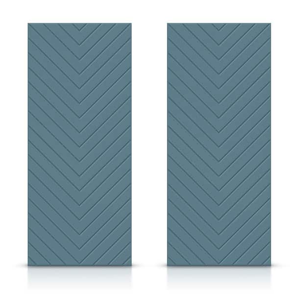 CALHOME 72 in. x 96 in. Hollow Core Dignity Blue Stained Composite MDF Interior Double Closet Sliding Doors