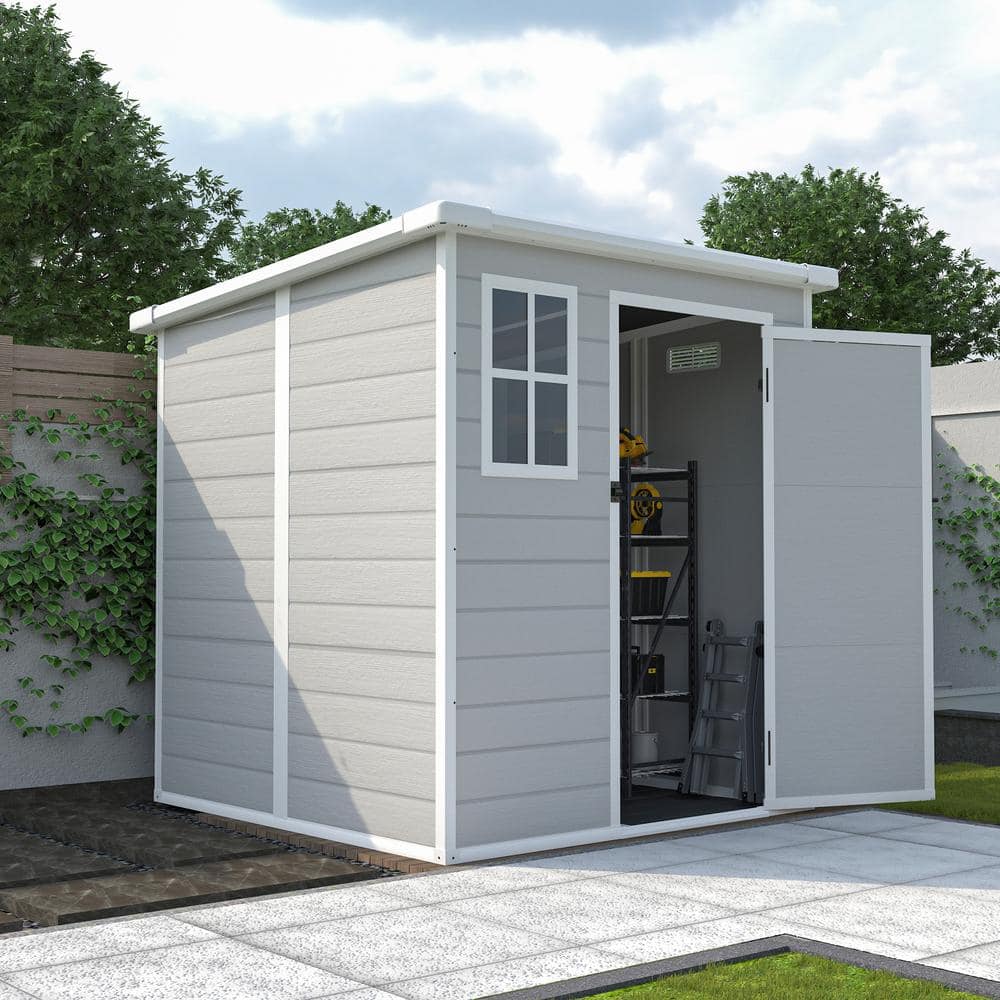6 ft. W x 6 ft. D Plastic Shed, Outdoor Storage Shed with Floor and Window 