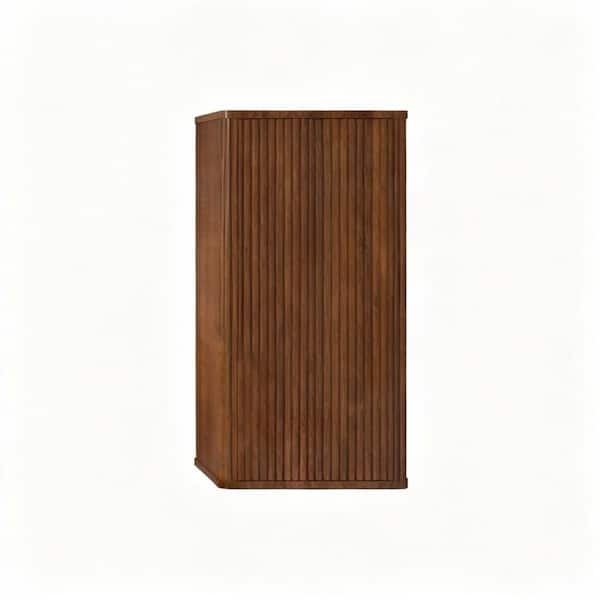 14.17 in. W x 29.52 in. H Walnut Engineered Wood Surface Mount Medicine Cabinet without Mirror with Push-Open Door