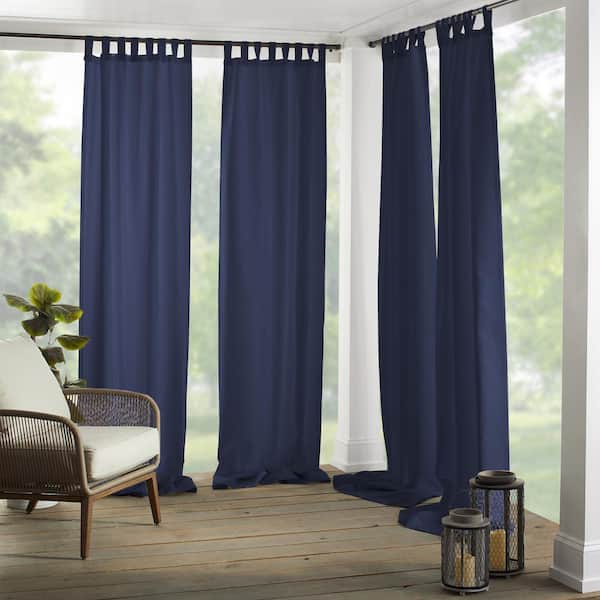 Elrene Blue Solid Tab Top Room Darkening Curtain - 52 in. W x 84 in. L
