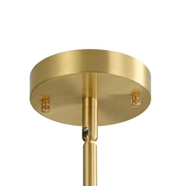 12 Light Brass Mid Century Modern Globe Chandelier Large Pendant Light Fixtures with Milky Glass Globe for Dining Room