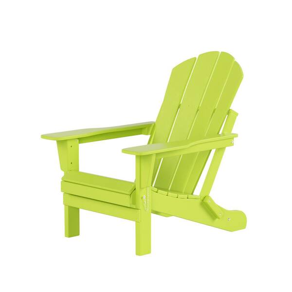 Unbranded Addison Lime Folding Plastic Outdoor Adirondack Chair (Set of 2)