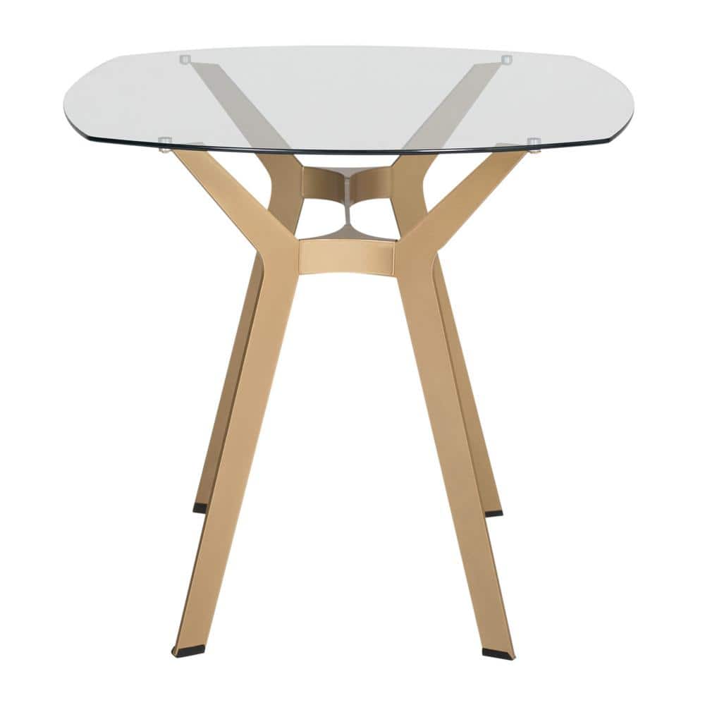 48" Oval Clear Glass Top with Gold Boomerang Legs Table