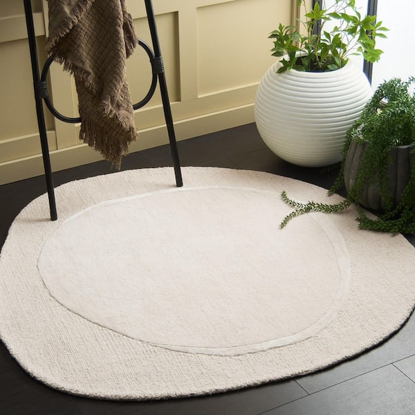Novelty 4 ft. x 4 ft. Ivory Modern Solid Specialty Area Rug