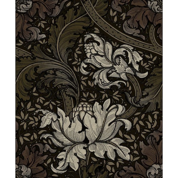 Unbranded Llewelyn-Bowen Off The Wall Brown Floral Morris Major Matte Finish Non-Pasted Non-Woven Wallpaper Sample
