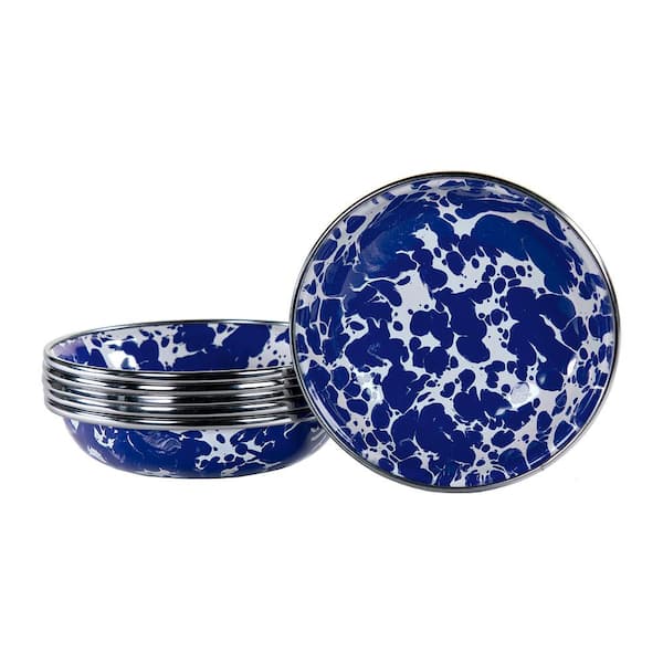 Golden Rabbit 4 oz. Cobalt Swirl Enamelware Round Tasting Bowls (Set of 6)