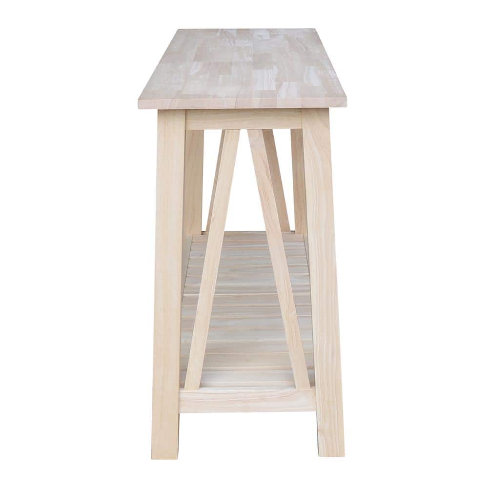 Eco-Friendly Parawood Surrey Console Table with Storage - Unfinished