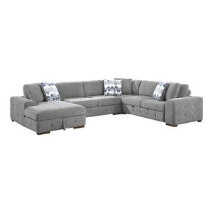 Laconia 143 in. Straight Arm 4-Piece Chenille Sectional Sofa in Gray with Left Chaise