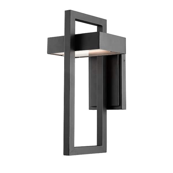 Unbranded Luttrel Black 15 in Outdoor Hardwired Lantern Wall Sconce with Integrated LED
