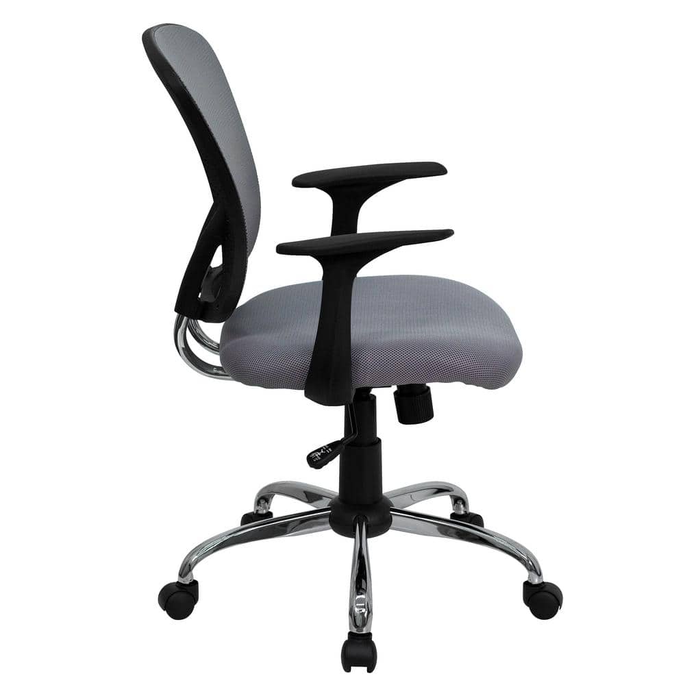 Mid-Back Gray Mesh Swivel Task Chair with Chrome Metal Base
