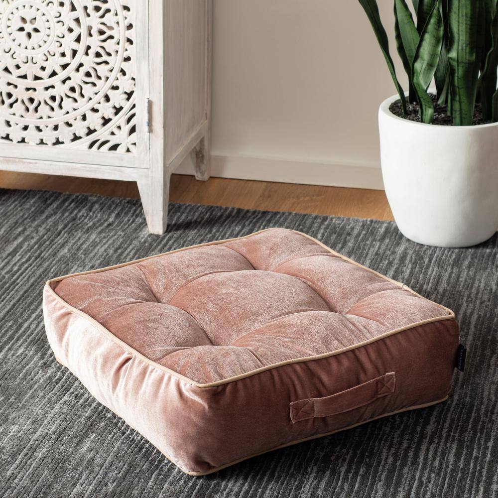 Primrose 18" Blush Pink Velvet Tufted Square Floor Pillow