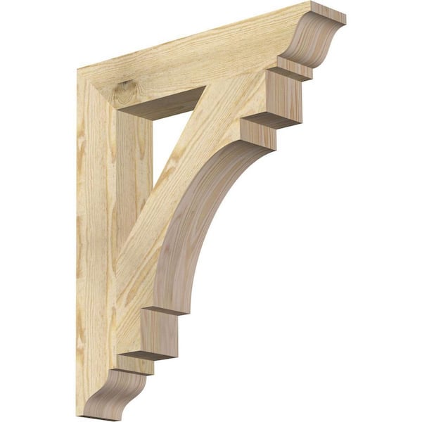 Ekena Millwork 4 in. x 26 in. x 22 in. Douglas Fir Merced Traditional Rough Sawn Bracket