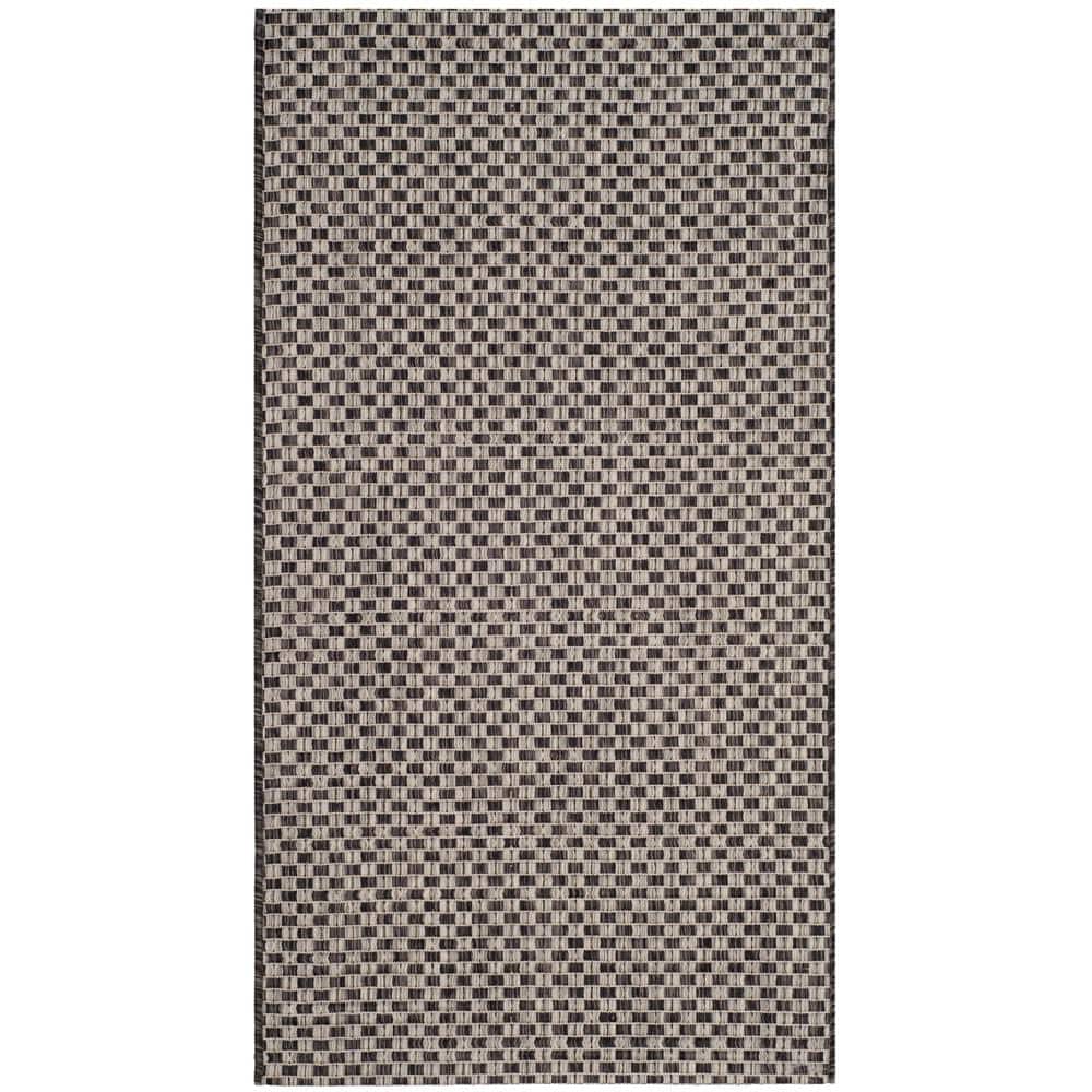 Round Gray Synthetic Easy Care Indoor/Outdoor Rug