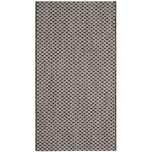 Courtyard Black/Light Gray Doormat 2 ft. x 4 ft. Solid Indoor/Outdoor Patio Area Rug