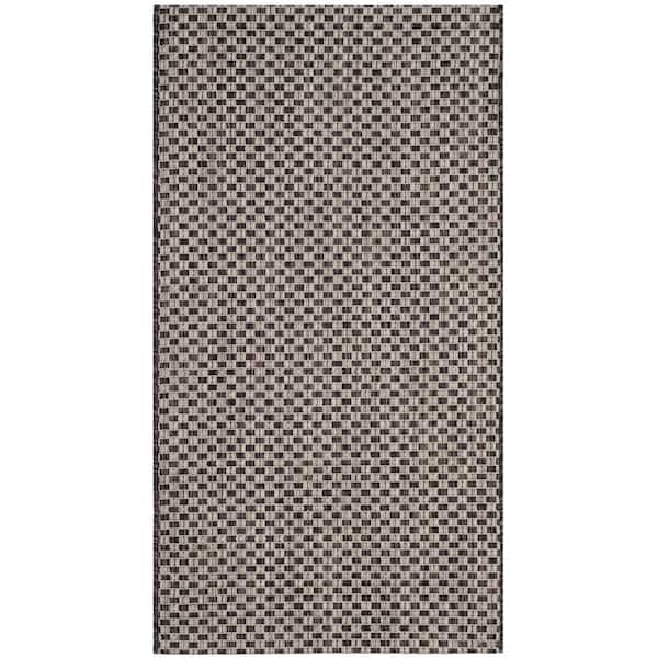 Courtyard Black/Light Gray Doormat 3 ft. x 5 ft. Solid Indoor/Outdoor Patio Area Rug