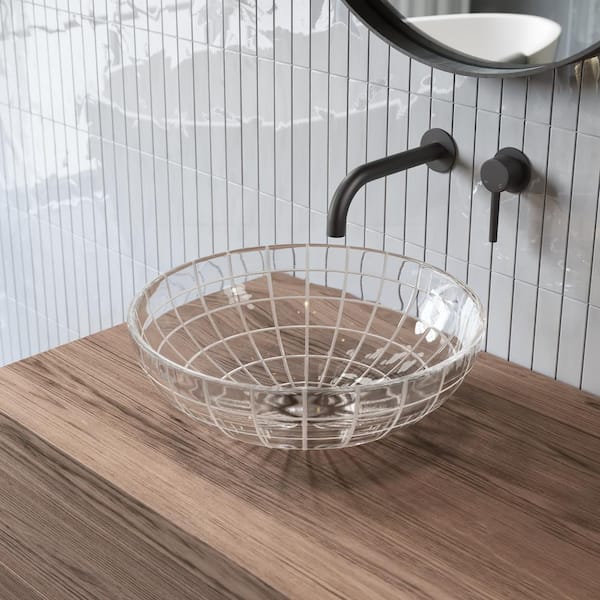 Swiss Madison Virage 15.75 in. Round Glass Vessel Sink in Clear Glass