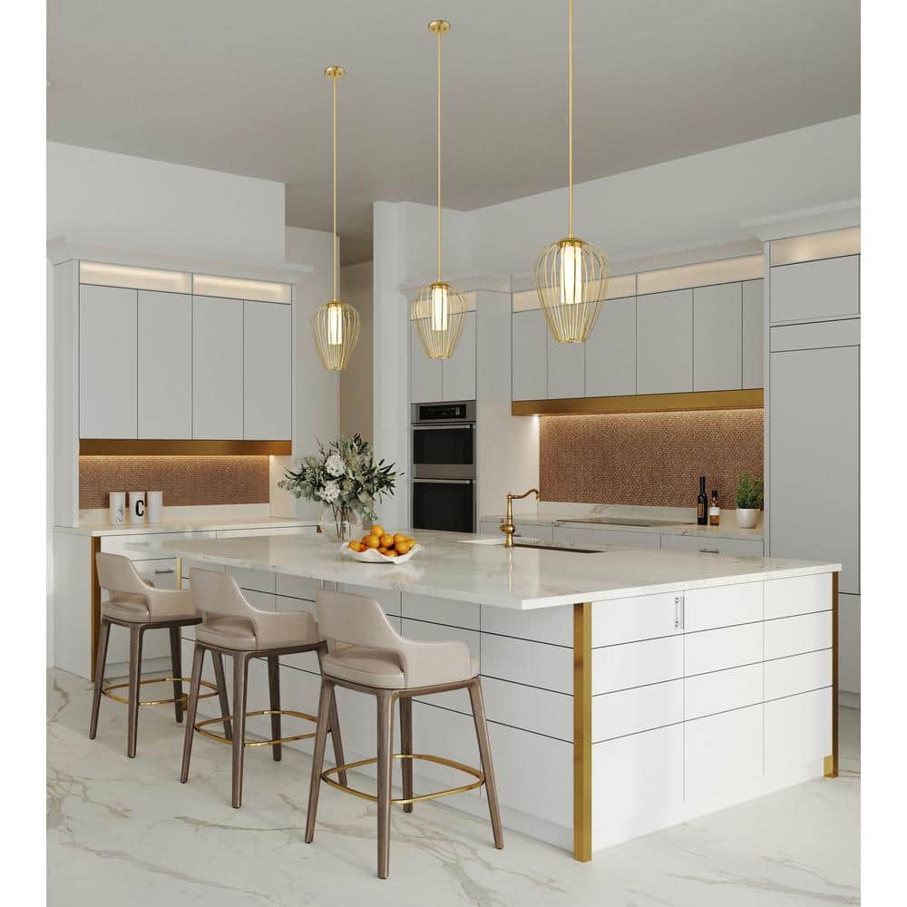 Modern Gold 12" Glass Pendant Light with Opal Shade