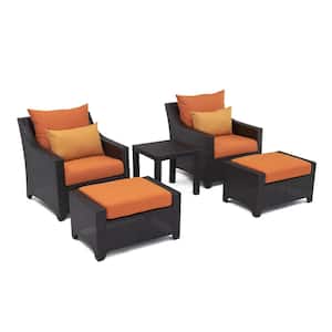 Deco 5-Piece Wicker Patio Conversation Set with Sunbrella Tikka Orange Cushions