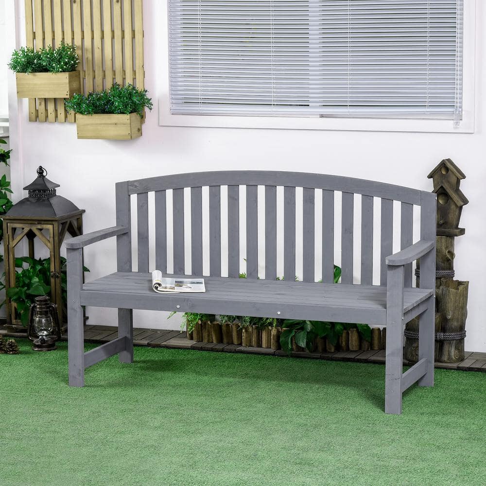 Outsunny 56" Gray Fir Wood Outdoor Garden Bench