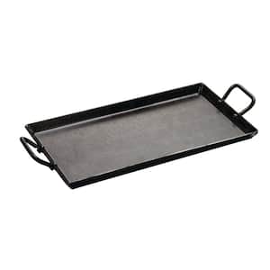 18 in. Black Carbon Steel Stovetop Griddle with Handles