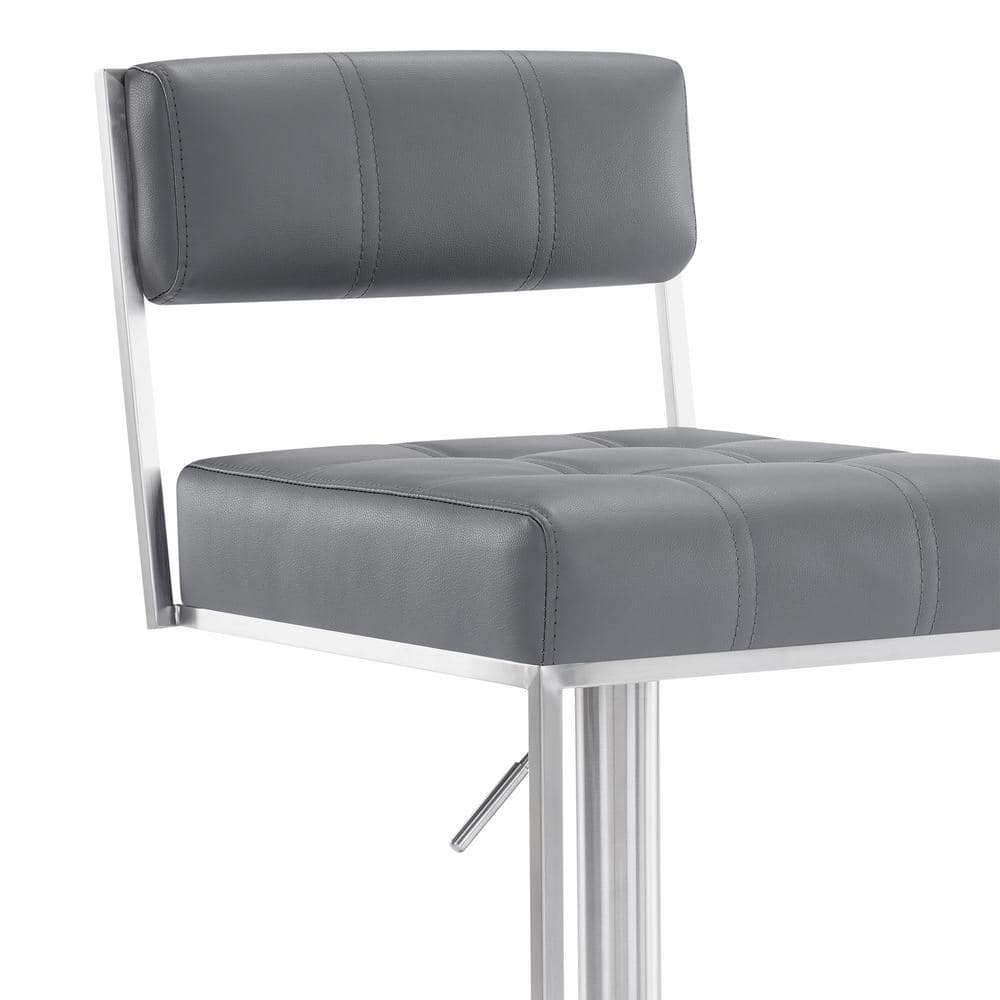Michele Contemporary Gray Faux Leather Adjustable Swivel Stool