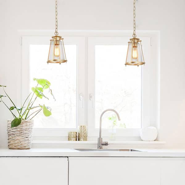 Modern Farmhouse 1-Light Bowl Glass Kitchen Island Pendant Lights for Dining Room - 7.5Dx7.5H