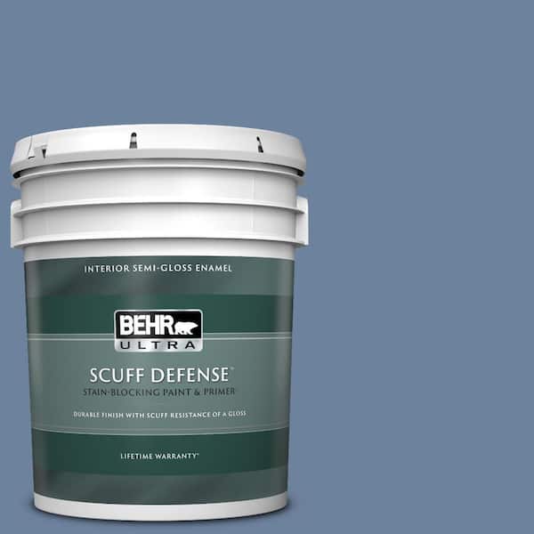BEHR ULTRA 5 gal. #S530-5 Brisk Blue Extra Durable Semi-Gloss Enamel Interior Paint & Primer
