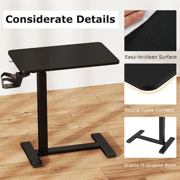 HONEY JOY 24 in. Mobile Standing Desk Pneumatic Height Adjustable