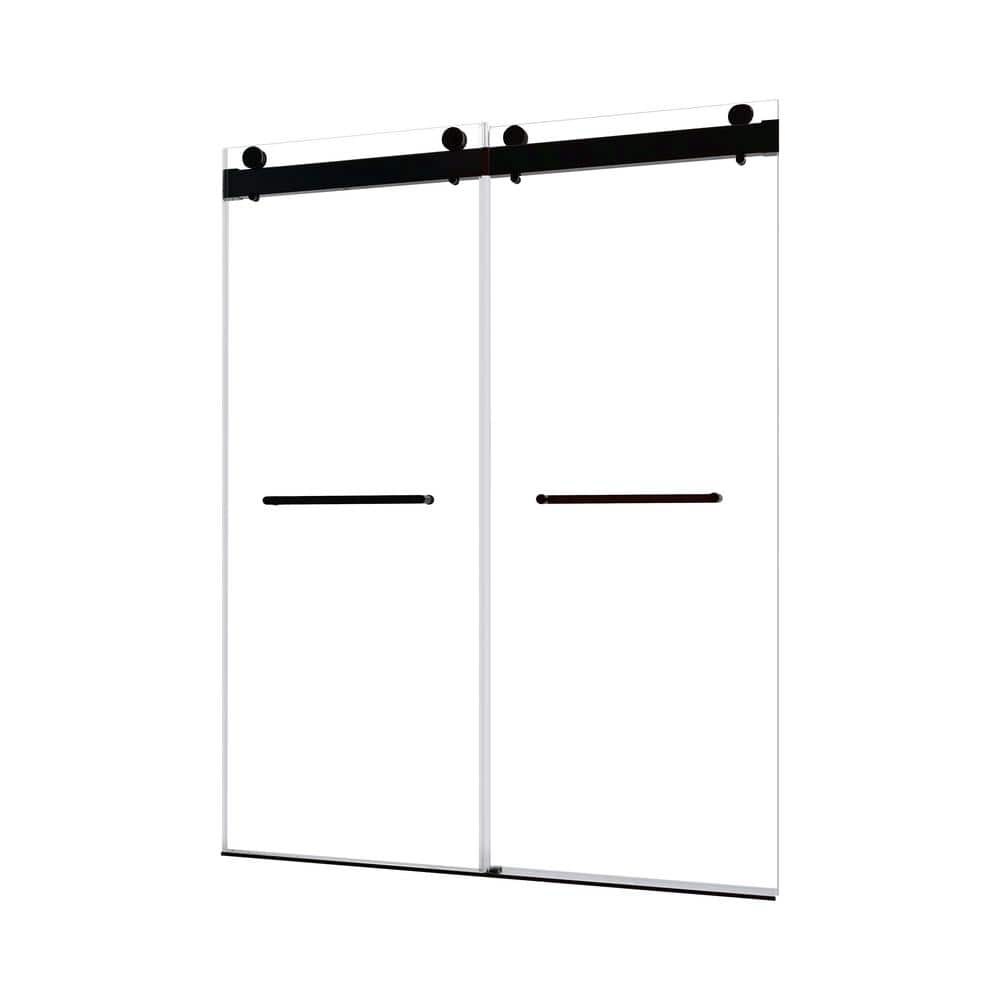 72 in. W x 79 in. H Sliding Frameless Shower Door in Matte Black with Clear Glass price history on PriceWatchPro