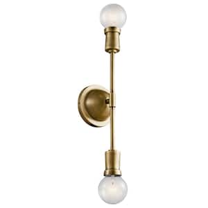Armstrong 2-Light Natural Brass Bathroom Indoor Wall Sconce Light
