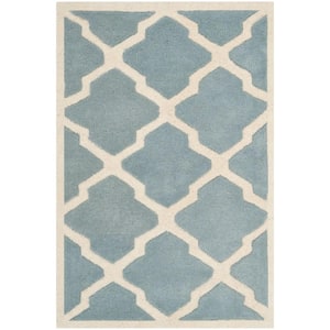 Chatham Blue/Ivory Doormat 3 ft. x 5 ft. Border Multi-Point Trellis Area Rug