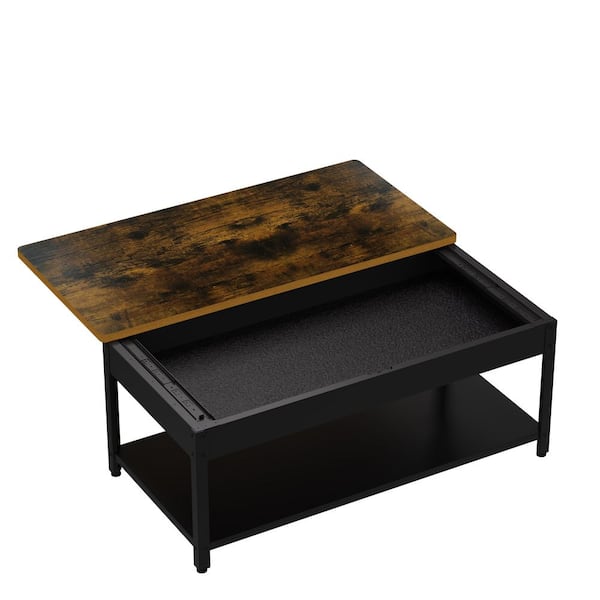 Busdays Rectangular Double-Layer Coffee Table with Hidden Storage Compartment and Fingerprint Lock-Gun Storage Tools