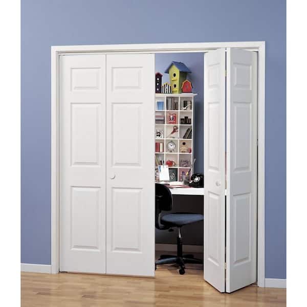 60 in. x 80 in. 6 Panel Colonist Primed Textured Molded Composite Closet Bi-Fold Double Door