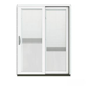 60 in. x 80 in. W-2500 Contemporary Black Clad Wood Right-Hand Full Lite Sliding Patio Door w/White Paint Interior