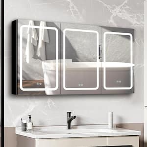 60 in. W x 30 in. H x 6 in. D Rectangular Aluminum Medicine Cabinet with Mirror Double Door Lighted Defogging Dimmer